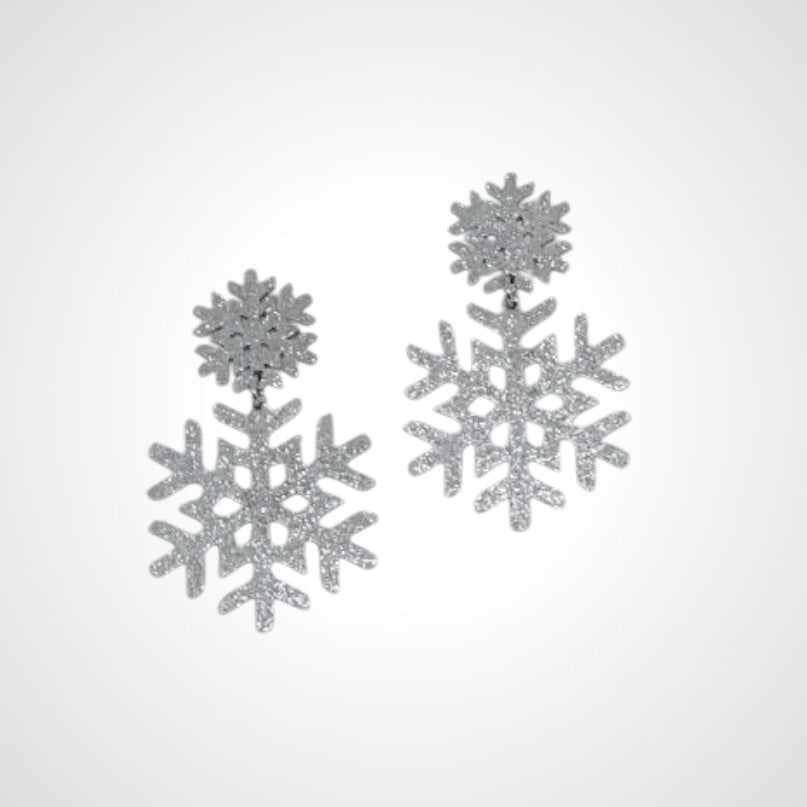 Snowflake Big Sparkling Steel- Earring