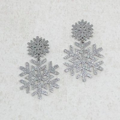 Snowflake Big Sparkling Steel- Örhänge