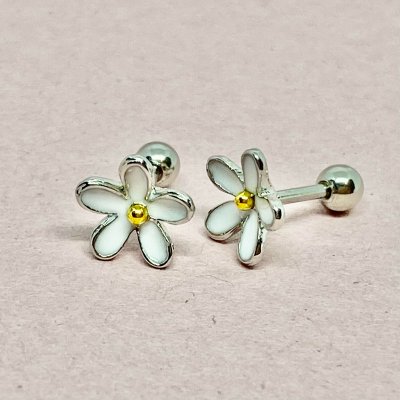 White Flower "skruv-plopp"- Örhänge