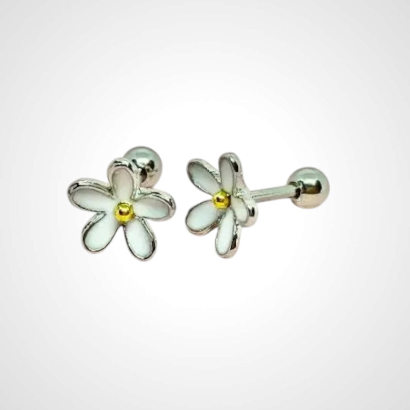 White Flower "screw-plop"- Earring