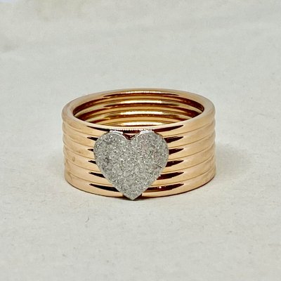 Heart On Lines Rose- Ring
