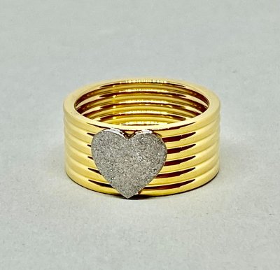 Heart On Lines Gold- Ring